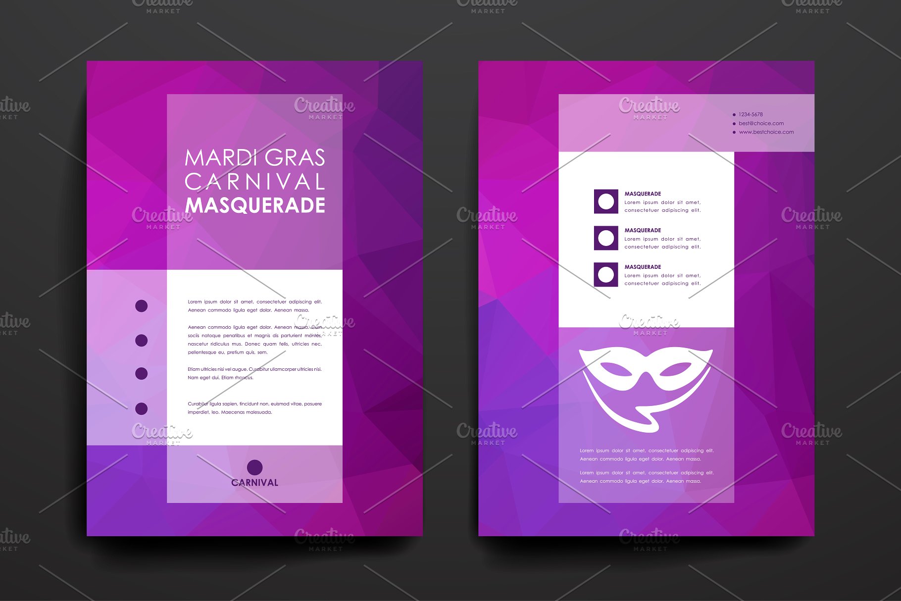 狂欢节主题画册模板 Mardi Gras Brochures插图(2)