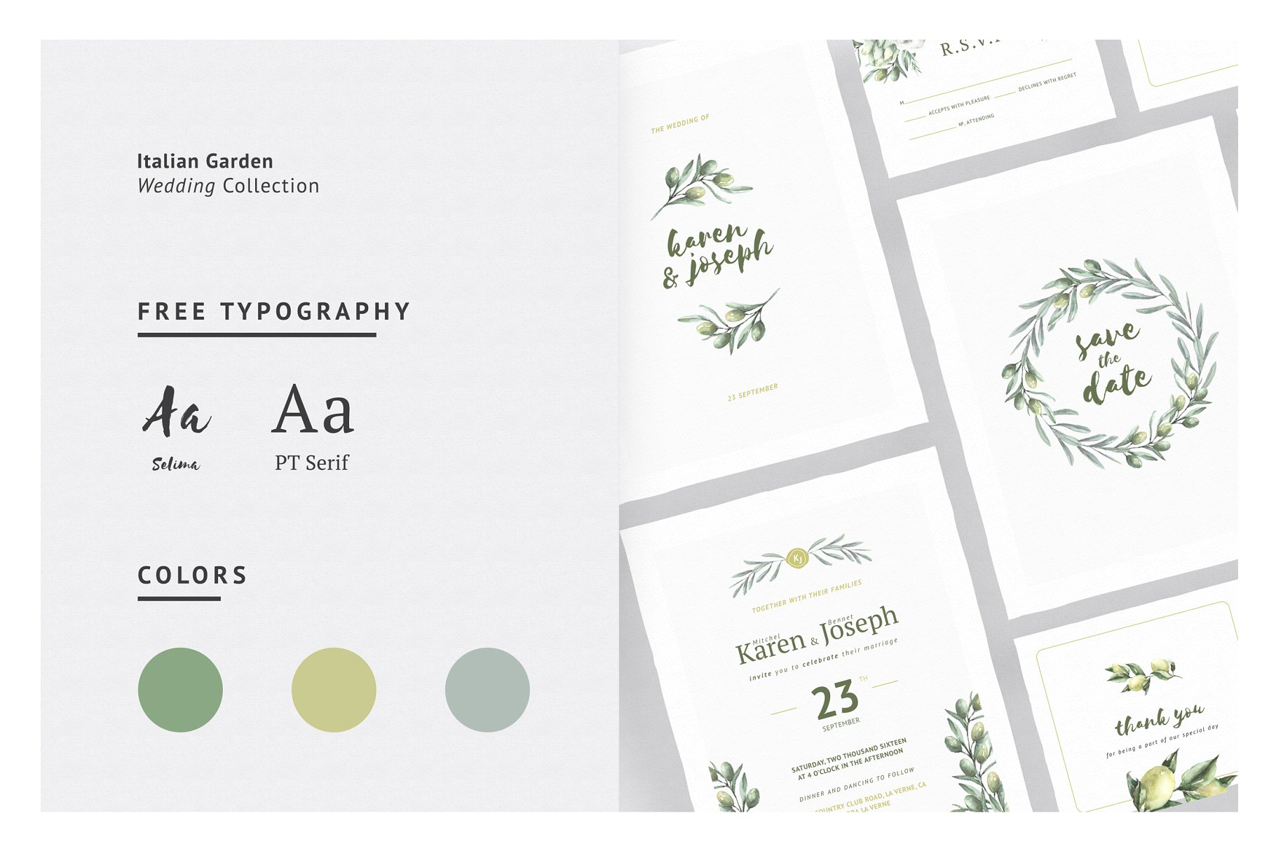 意大利花园浪漫婚礼物料设计模板 Italian Garden Wedding Collection插图(1)