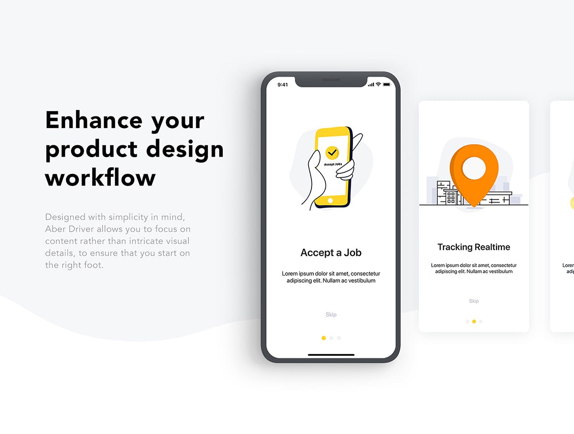 类滴滴出行出租车/网约车打车软件UI设计XD模板 Taxi Driver Booking UI Kit for ADOBE XD插图(3)