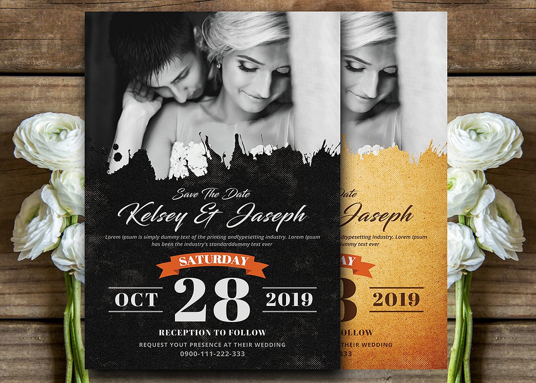 海报风格婚礼邀请函设计套装 Wedding Invitation插图(4)