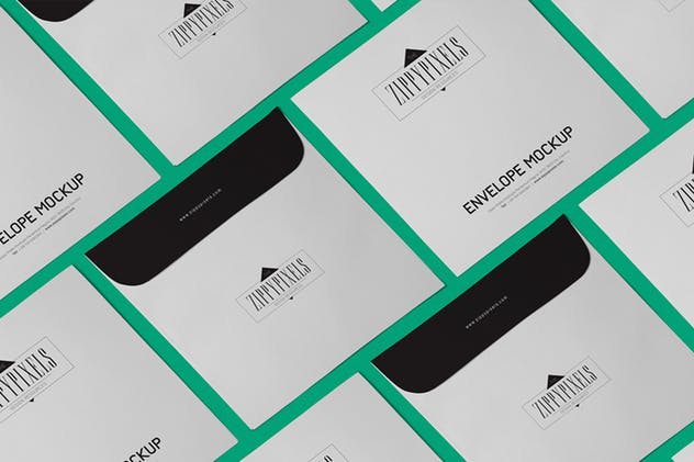 企业文具套装等距场景样机展示模板 Isometric Envelope Mockups插图(1)