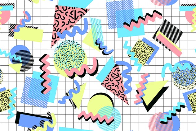 无缝复古时尚多彩印花图案 Seamless Retro Shapes Patterns插图(3)