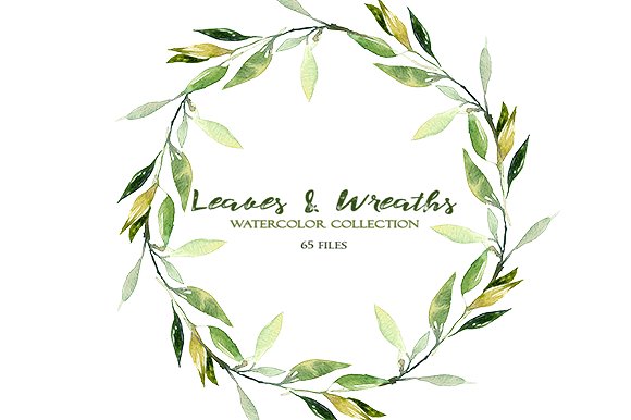 树叶花圈水彩套装 Leaves and Wreaths Watercolor Set插图(9)