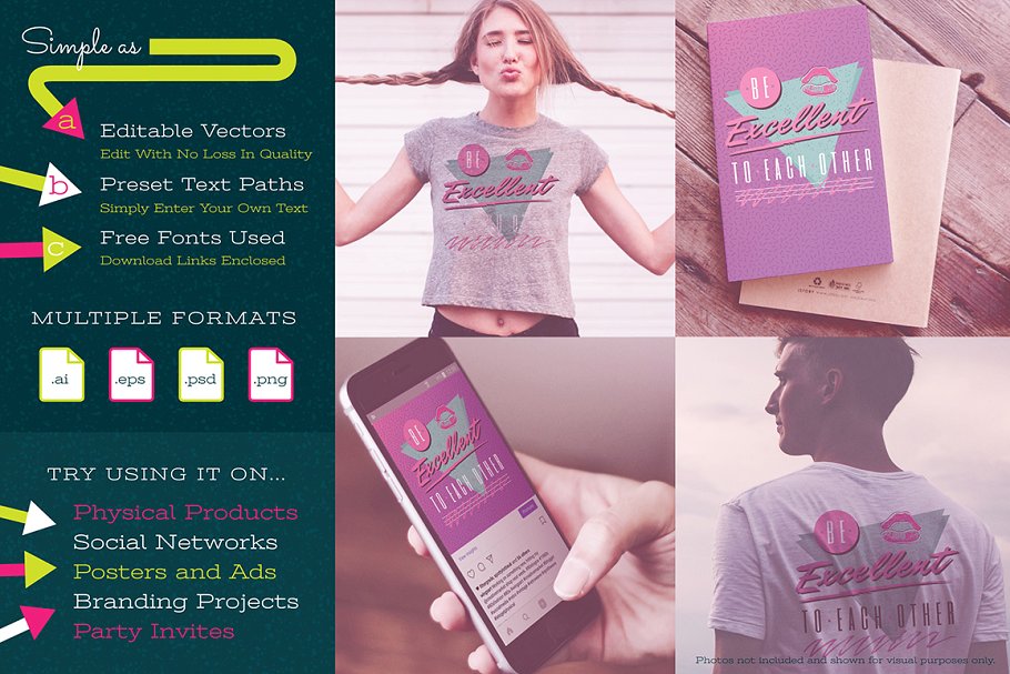 复刻1980s设计风格Logo标志设计模板 A Most Excellent 1980s Logo Template插图(1)