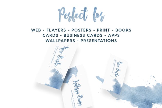 蓝色水彩无缝纹理套装 Watercolor Seamless Textures – Blue Pack插图(2)