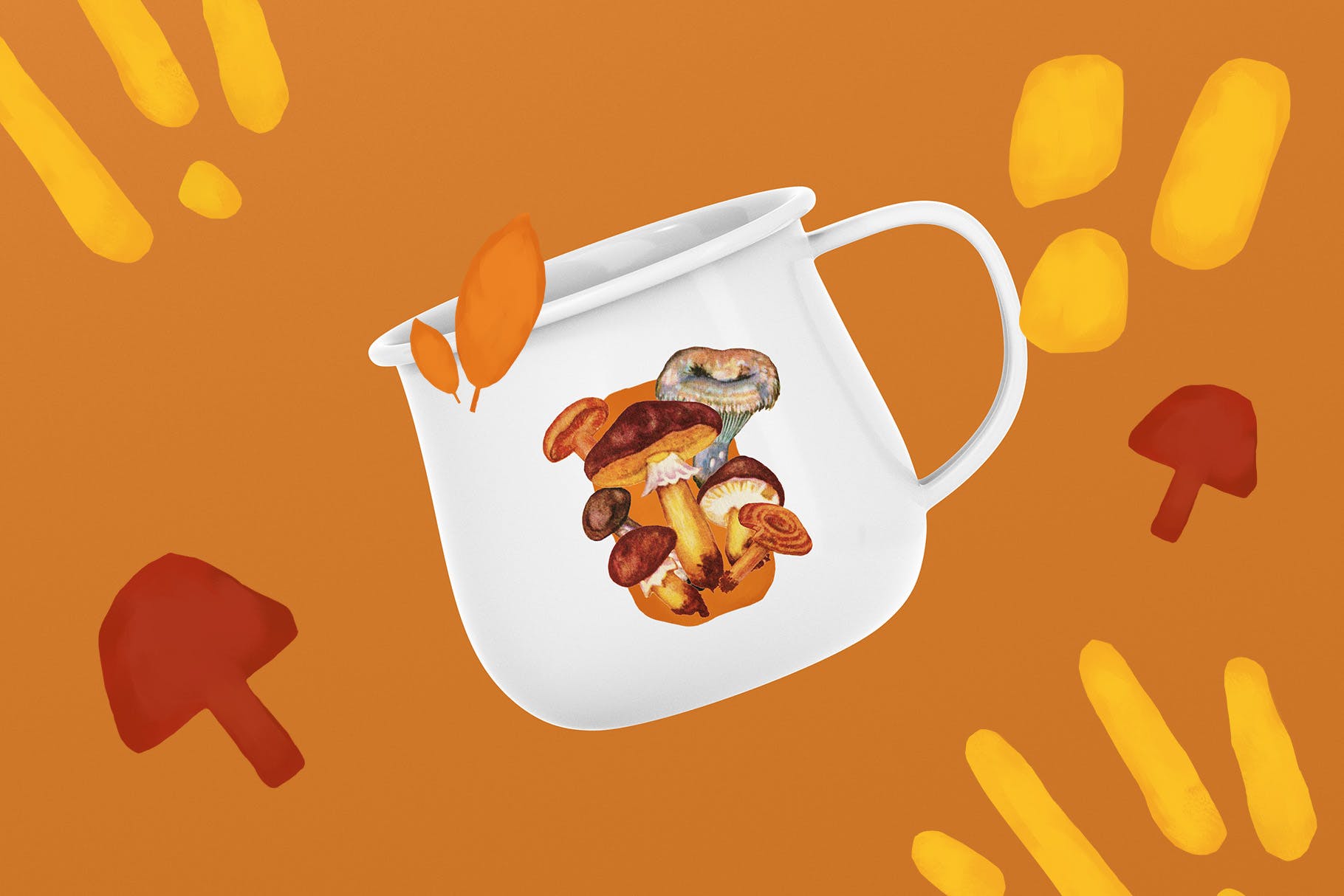 5款蘑菇手绘矢量插画PNG图片素材 5 Mushroom Compositions插图(1)