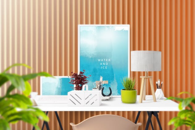 办公场景油画艺术品照片框架样机 Frame Creator Mockups插图(8)