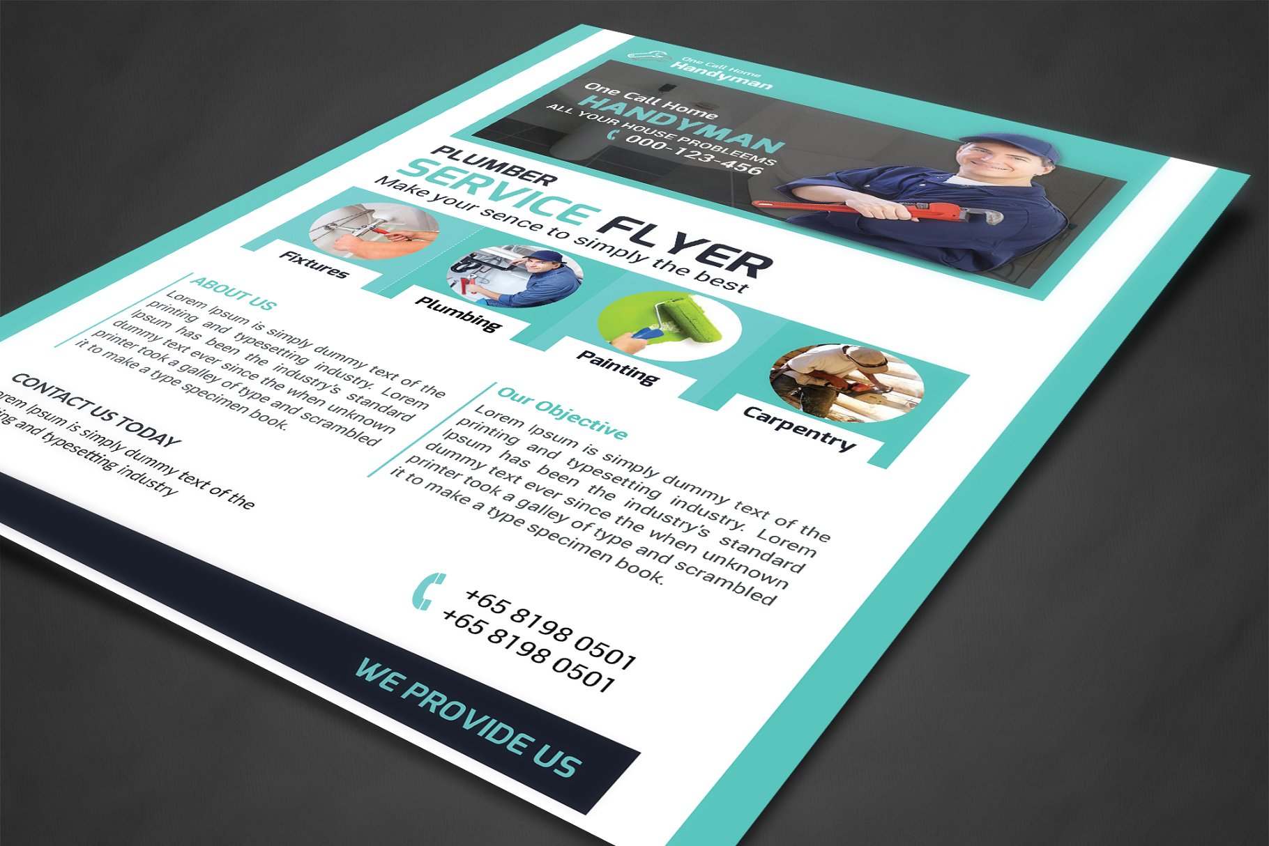 水管管道维修维护服务海报模板 Plumber Service Flyer插图(1)