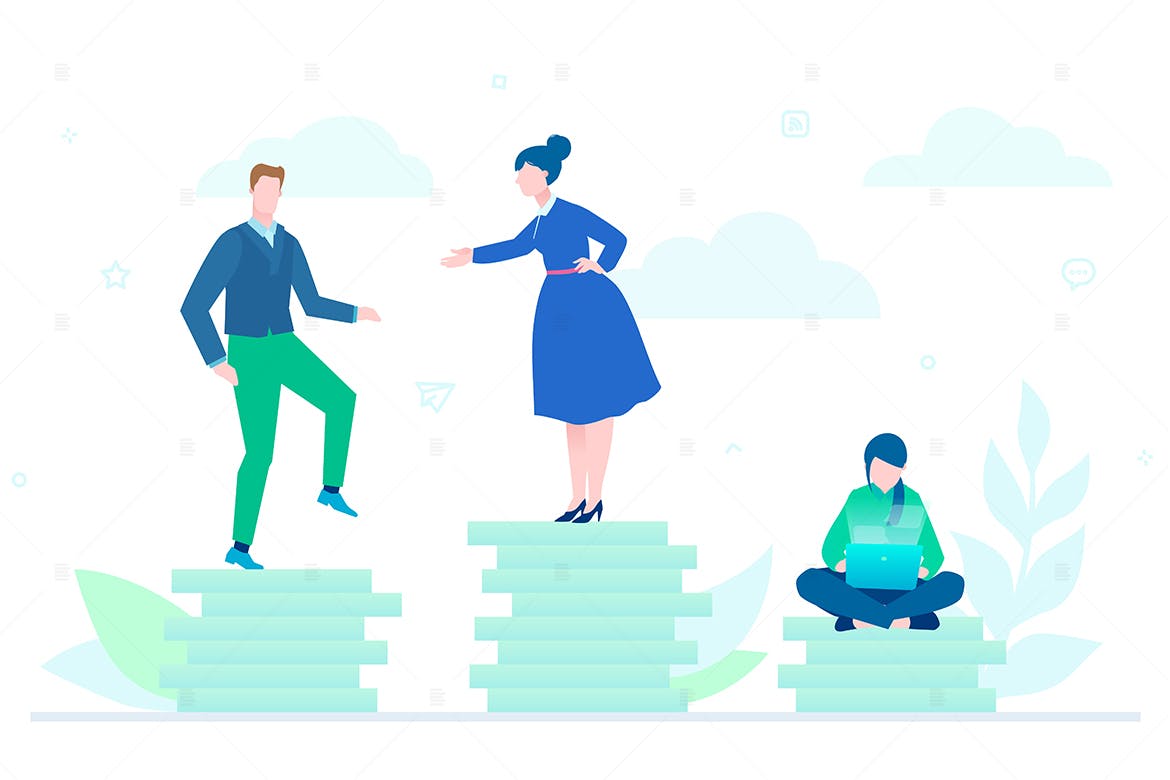 团队合作主题扁平设计风格矢量插画 Teamwork – flat design style colorful illustration插图
