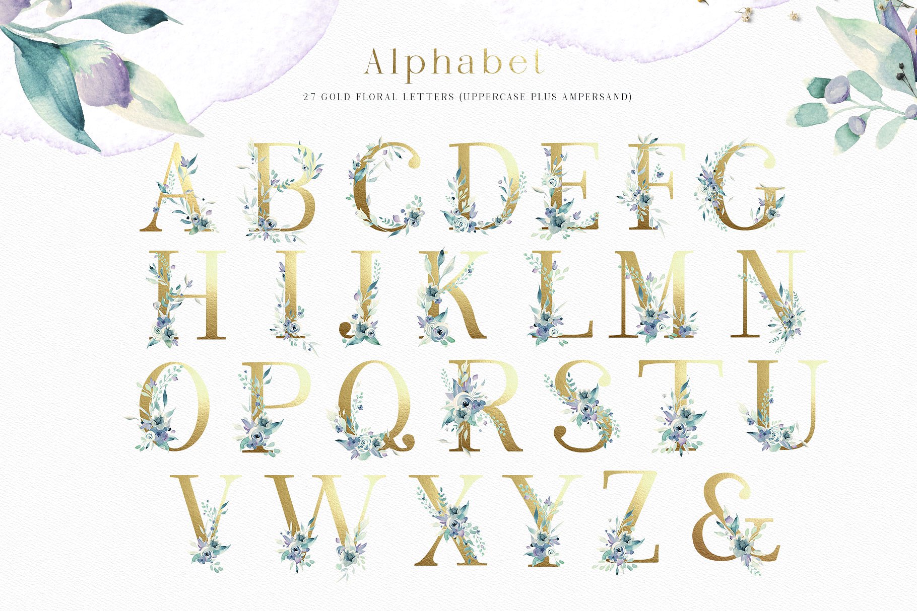 轻奢风格水彩元素合集 A Mountain Summer Watercolor Set插图(13)