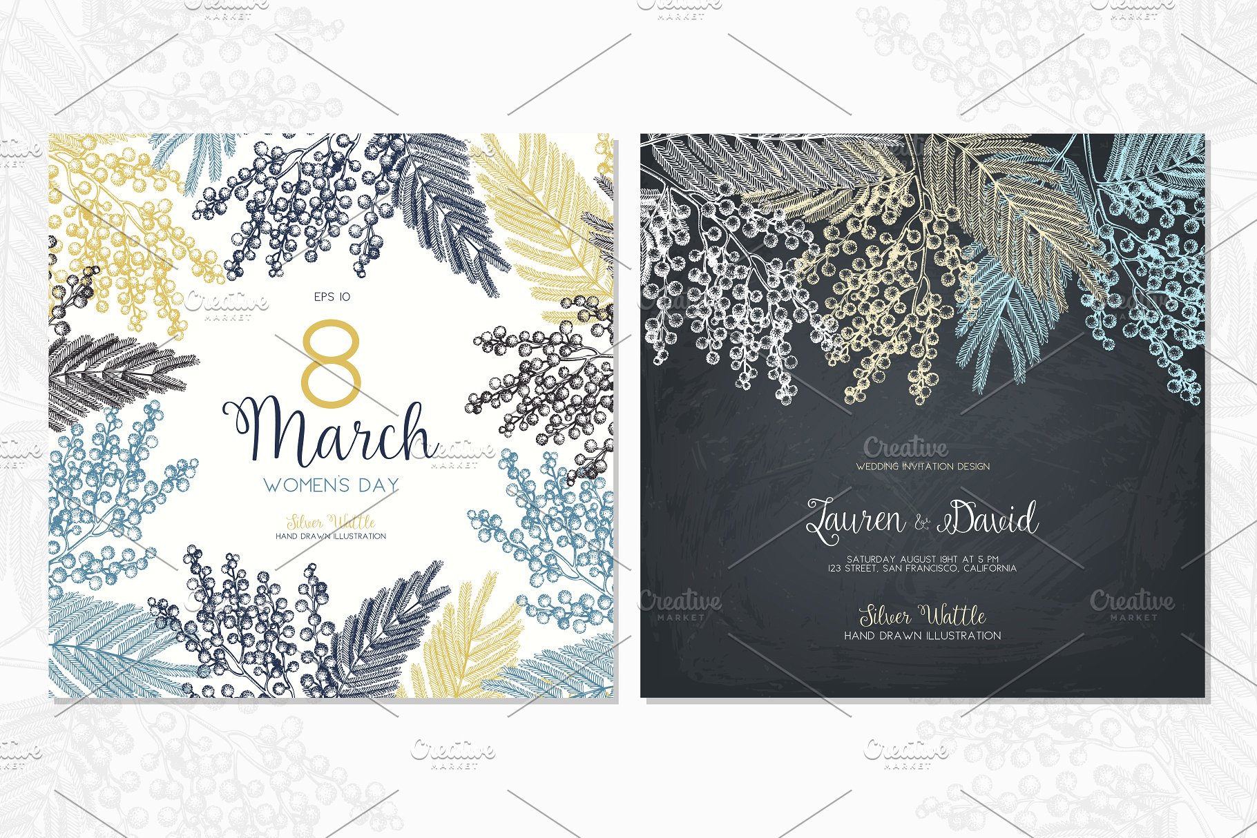 豆科植物和灌木手绘素描插画素材 Legumes Trees in Flowers Set插图(7)