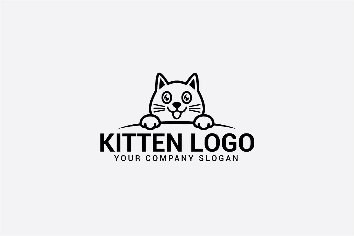 可爱卡通猫图形Logo设计素材库精选模板 KITTEN LOGO插图(1)