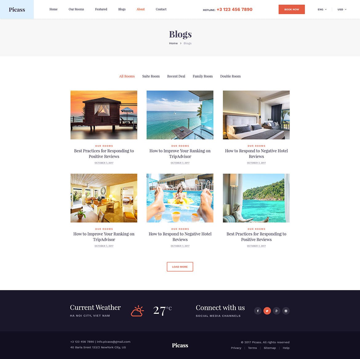 酒店预订网站设计PSD模板 Picass | Hotel PSD Templates插图(10)
