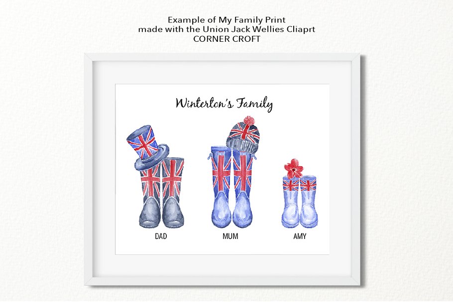 水彩英国国旗雨靴插图 Watercolour Union Jack Rain Boots插图(2)