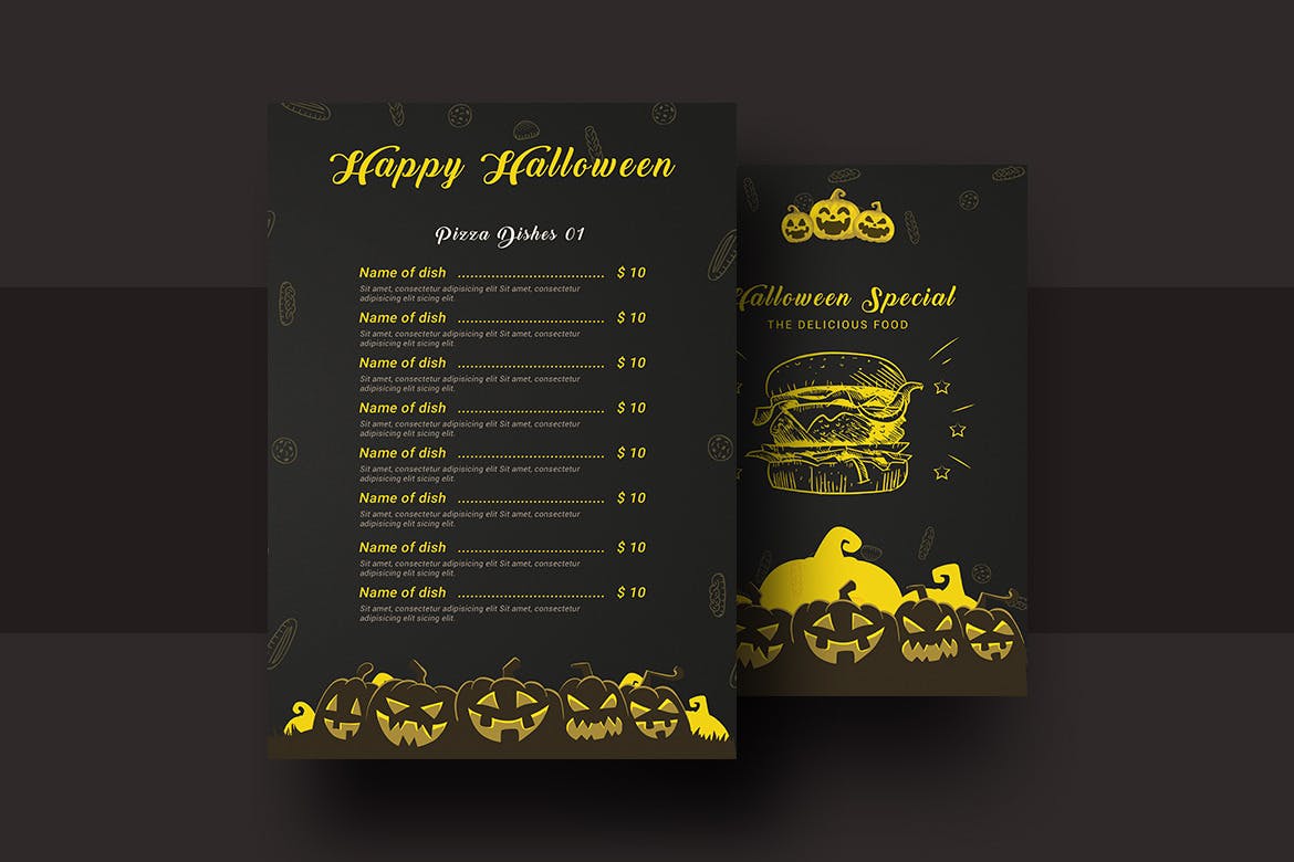 万圣节特色餐厅菜谱素材库精选菜单模板v2 Halloween Special Restaurant Food Menu V-2插图(1)