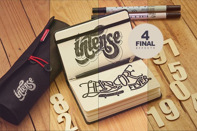 素描作品袖珍笔记本样机展示模板 Sketch Pocket Notebook Hortizontal插图(5)