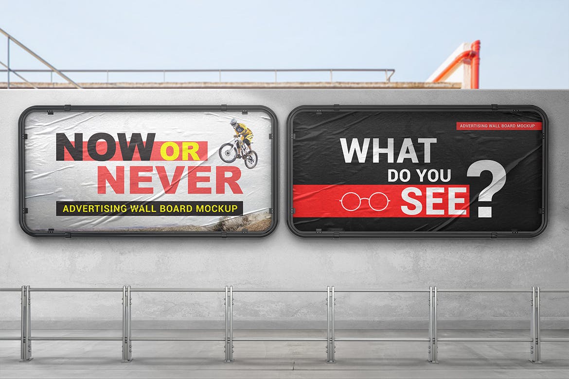 广告橱窗设计效果图样机模板 Advertising Wall Board Mockup插图(4)