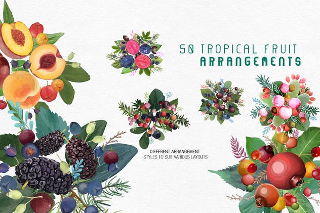 夏日热带水果水彩插画 Watercolor with summer – Tropical Fruit插图(2)