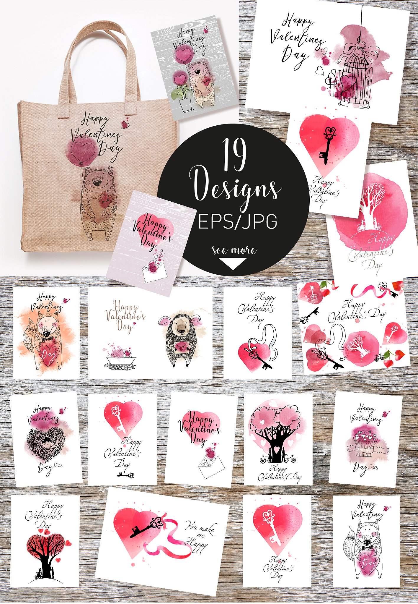 情人节水彩插画素材[EPS,JPG,PNG]插图(4)