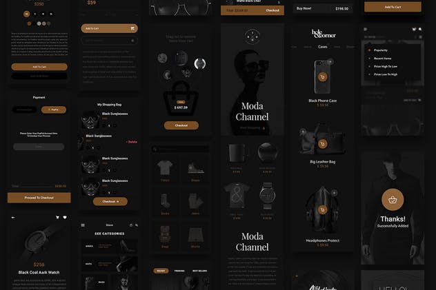 “黑与金的绝配”-多用途 APP UI 套件 Gold &  Coal – UI Kit for Mobile插图(10)