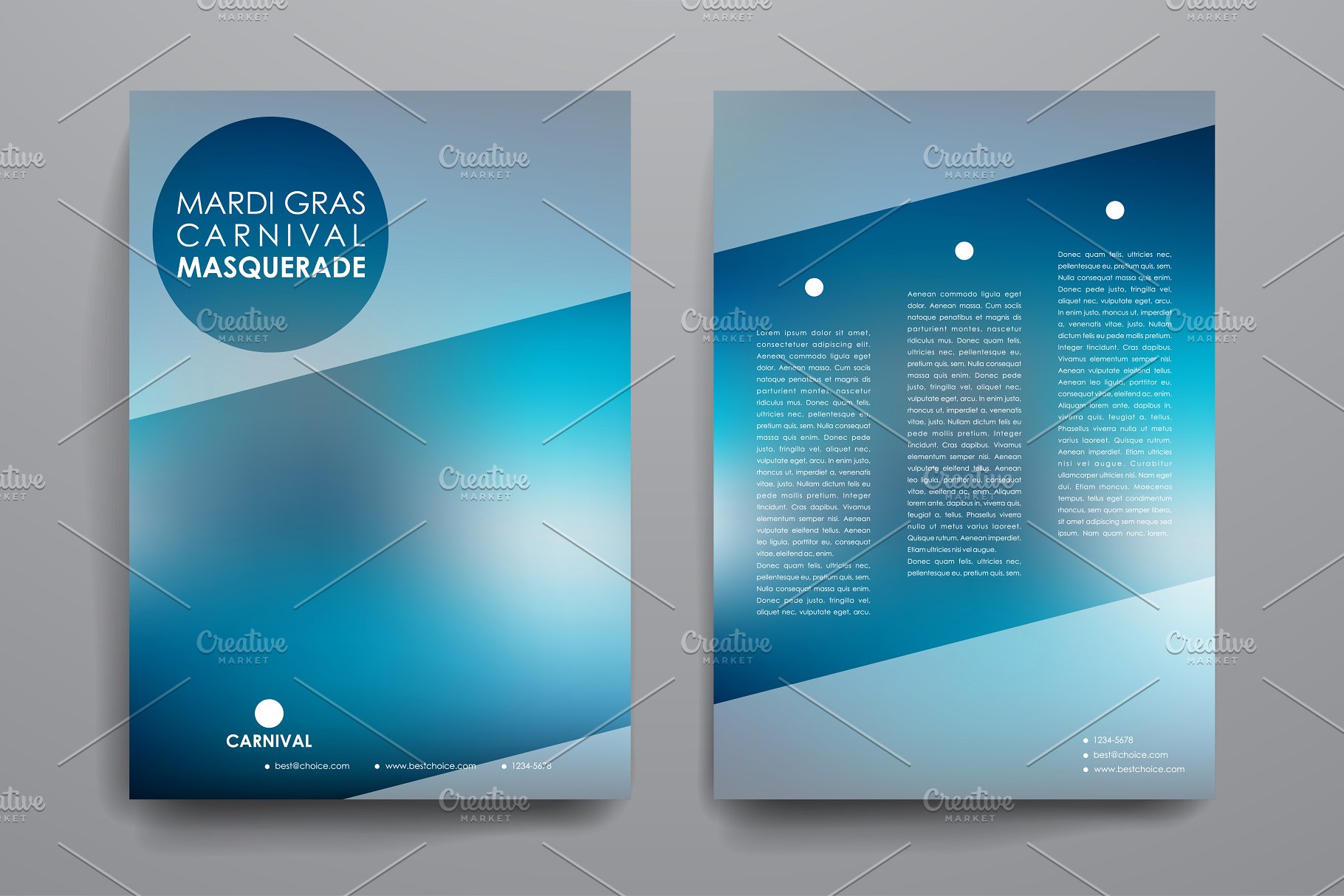 狂欢节主题活动小册子模板 Mardi Gras Brochures插图(2)