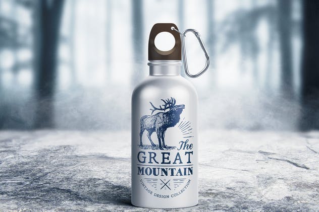 金属运动水杯外观样机模板 Reusable Water Bottle MockUp插图(3)