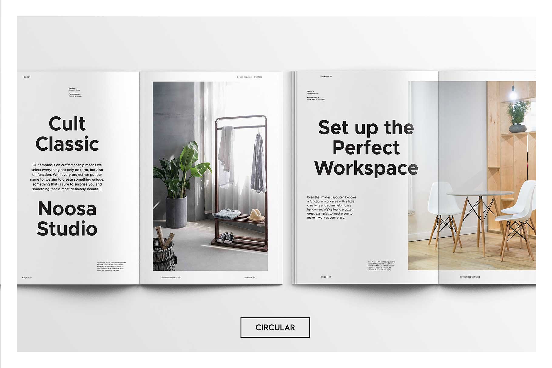 素材库下午茶：时尚简约风格的画册手册宣传册楼书InDesign设计模板插图(3)