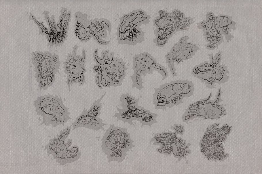 可怕的怪物轮廓图形插画 Silhouette shapes – Scary Monsters插图(2)