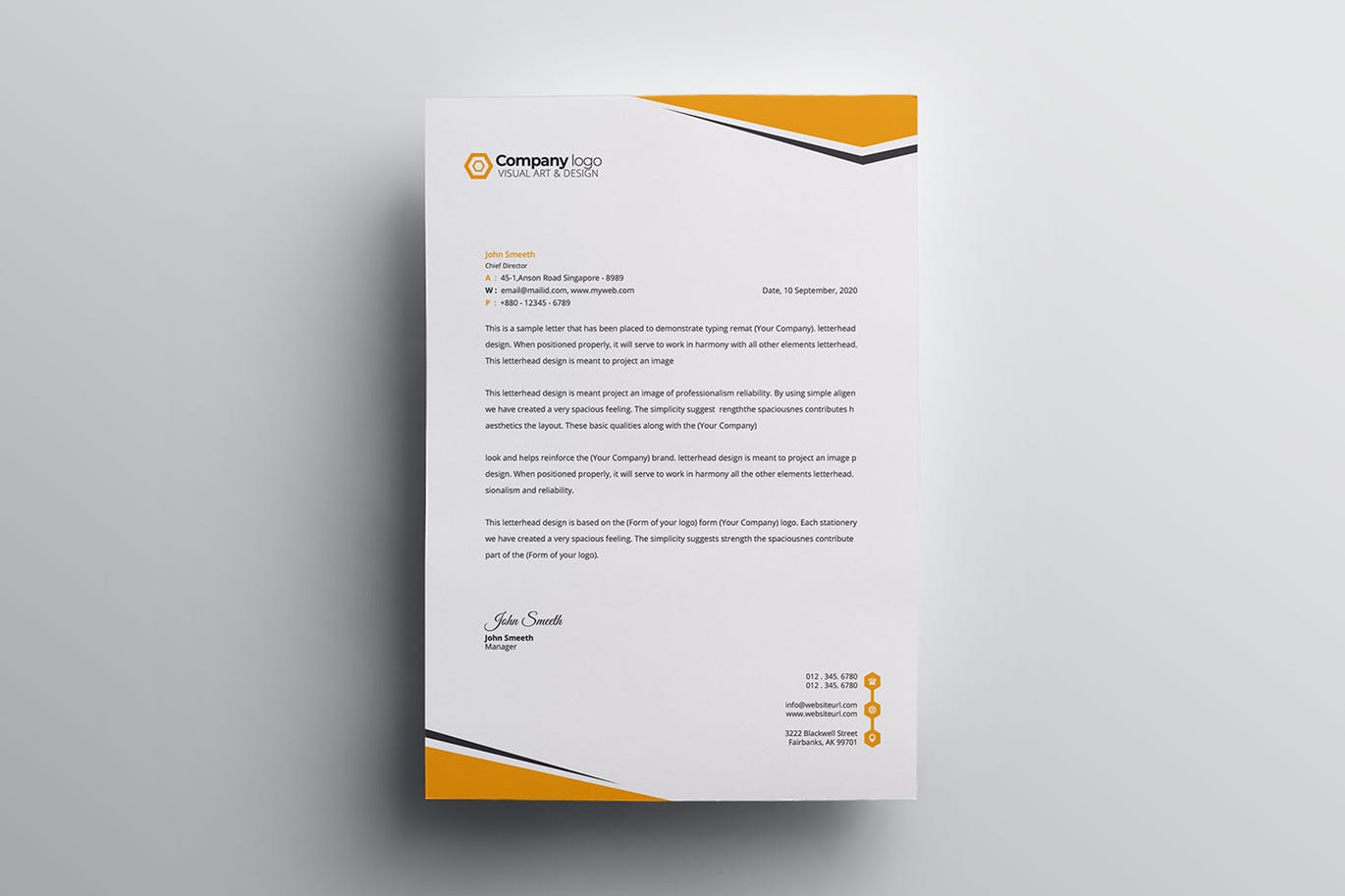 标准实用简约风企业信笺信纸设计模板 Letterhead插图(3)