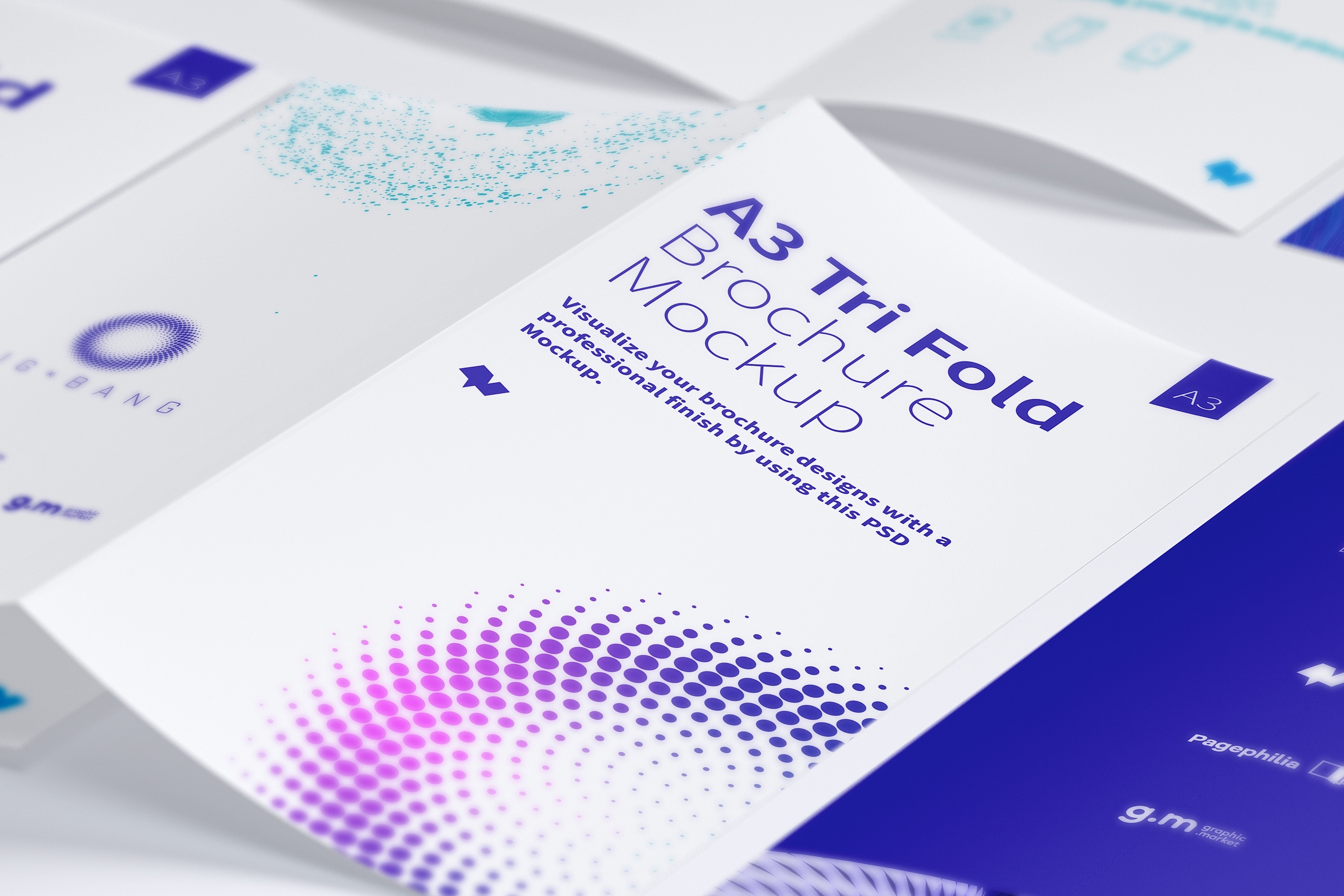 A3尺寸大小三折页小册子传单设计预览样机04 A3 Trifold Brochure Mockup 04插图(1)