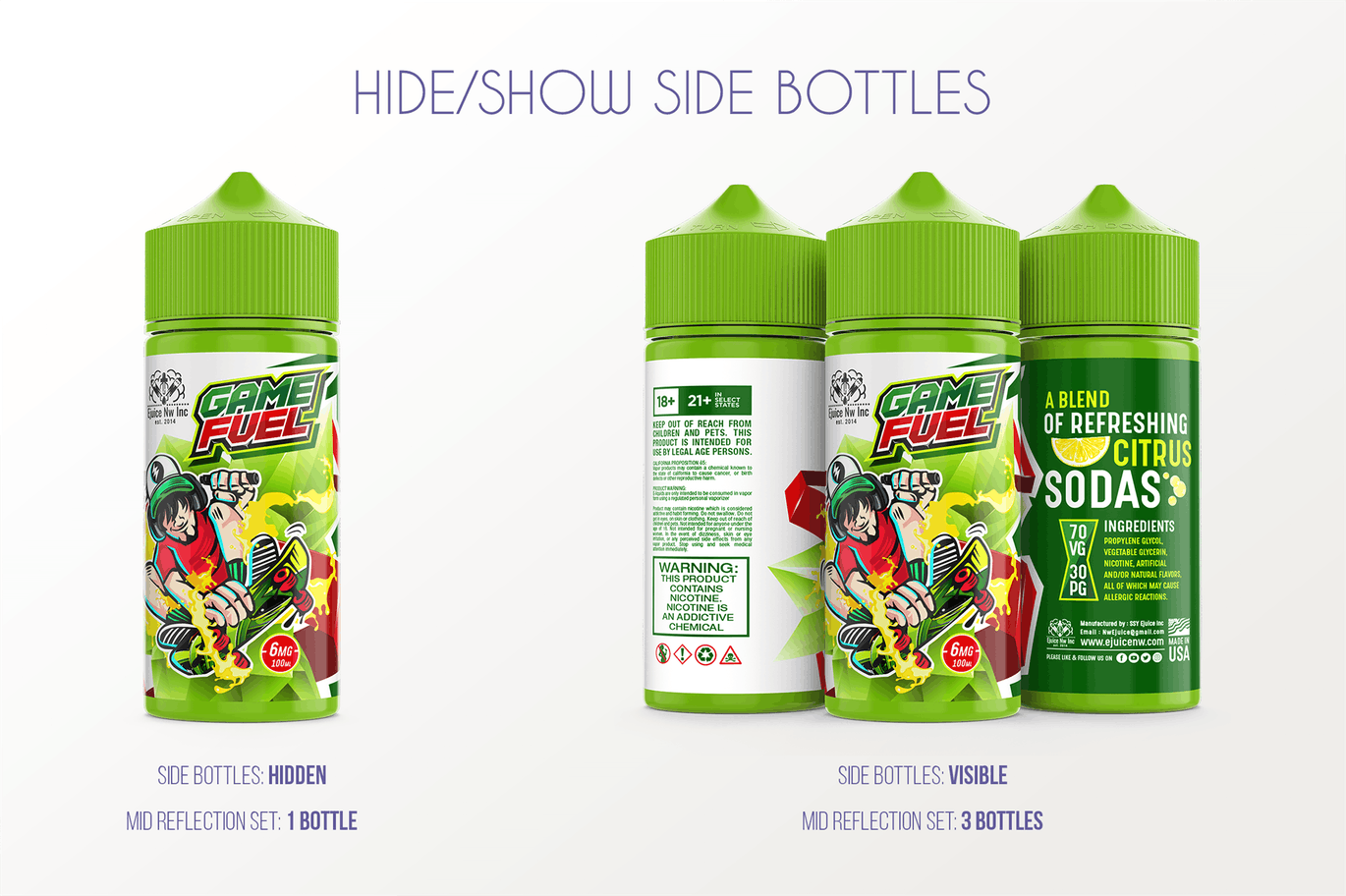 果味型电子烟烟油瓶外观设计模板 eLiquid Bottle Mockup v 100ml-B插图(4)