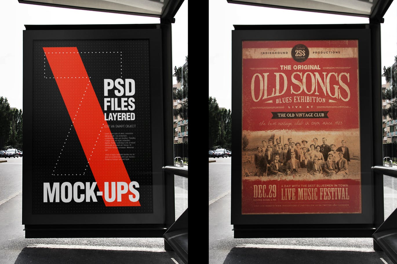 城市街道传单海报张贴效果图样机素材库精选 Urban Flyer Poster Mockup插图