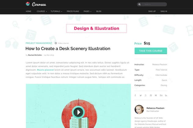 在线教育＆线上培训网站PSD模板 Coursea – Online Tutorials & Courses Template插图(7)