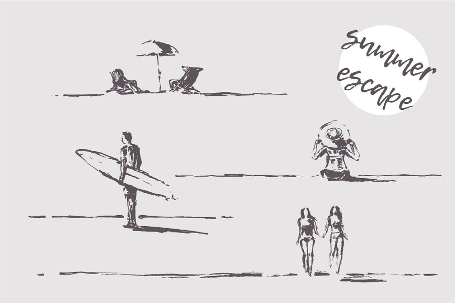 滨海景观素描贴图 Landscapes with seaside view插图