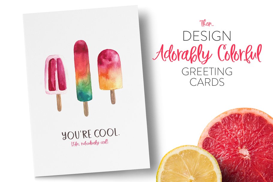 新挑选的水彩素材和字体工具包 Fresh Picked Watercolor & Font Kit插图(4)