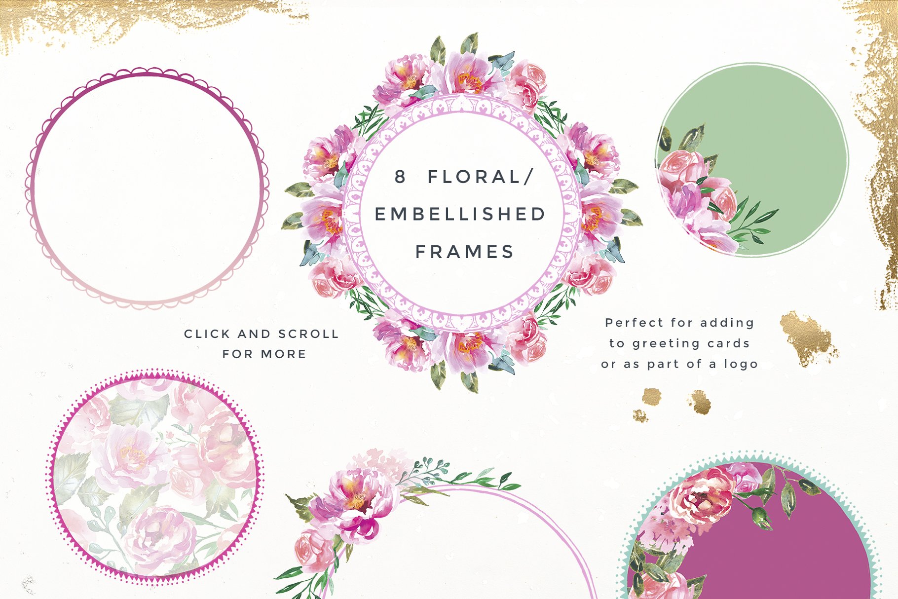 牡丹花水彩剪贴画 Peonies Pink Flower Clipart插图(1)