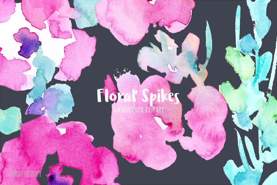 水彩花卉插画设计套件 Watercolor Design Kit Floral Spikes插图(5)