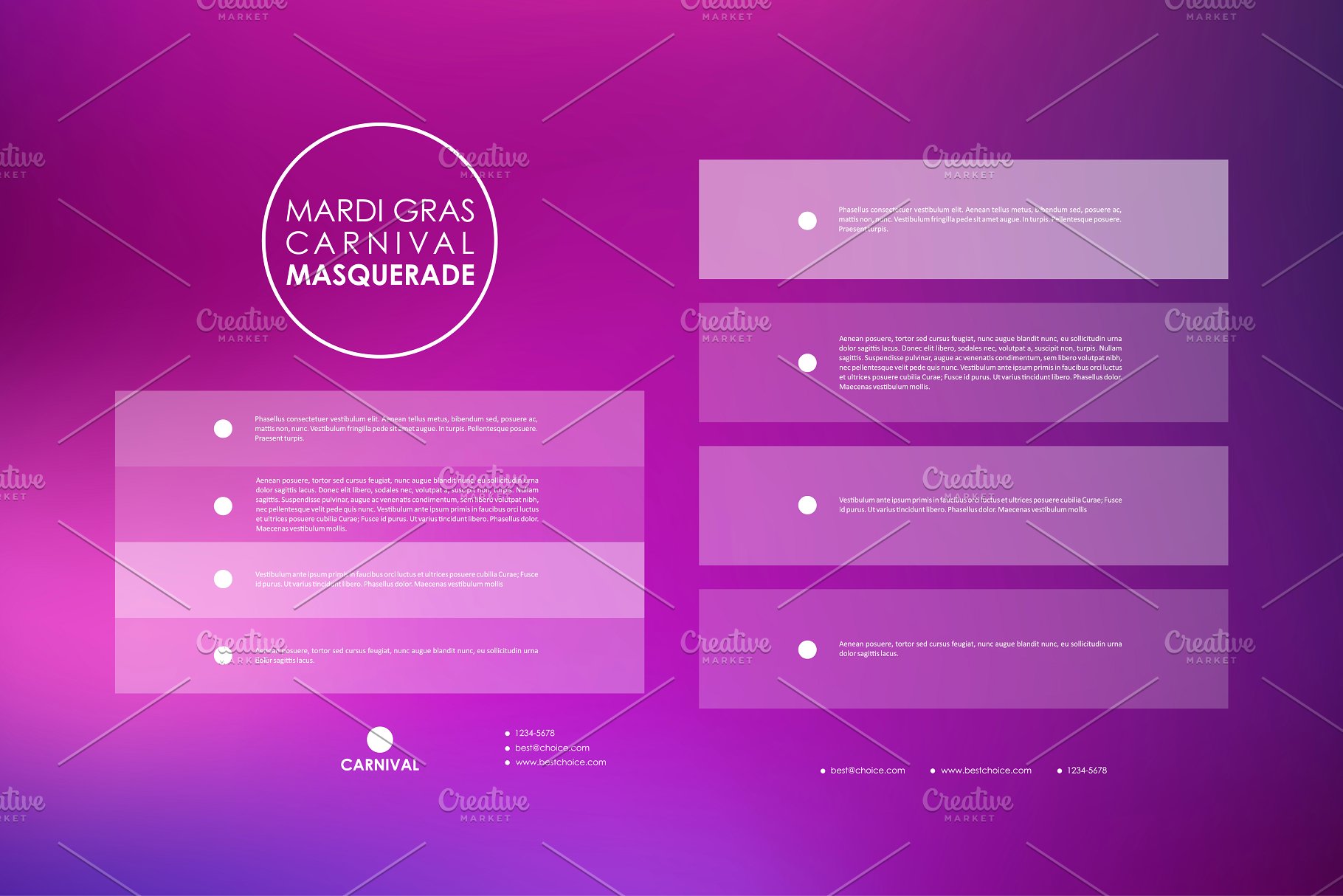 狂欢节主题画册模板 Mardi Gras Brochures插图(1)