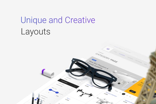 小型电子商务网上商城设计PSD模板 Bzzz – Gadgets eCommerce PSD Template插图(5)
