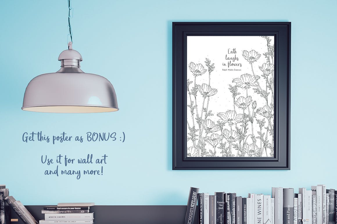 蒲公英线条手绘图案矢量背景素材 Delicate Floral Line Backgrounds插图(7)