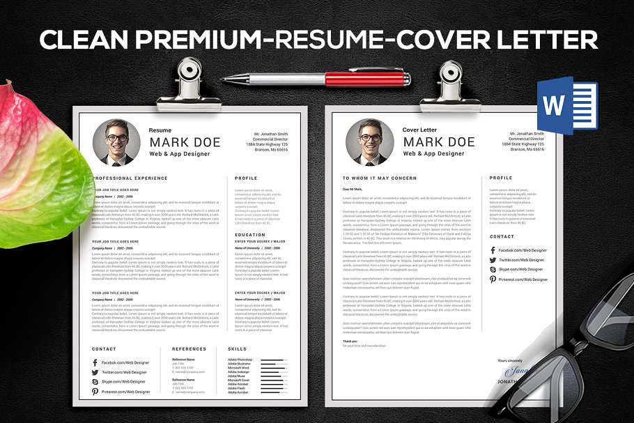 极简标准应聘简历&介绍信设计模板 Resume插图