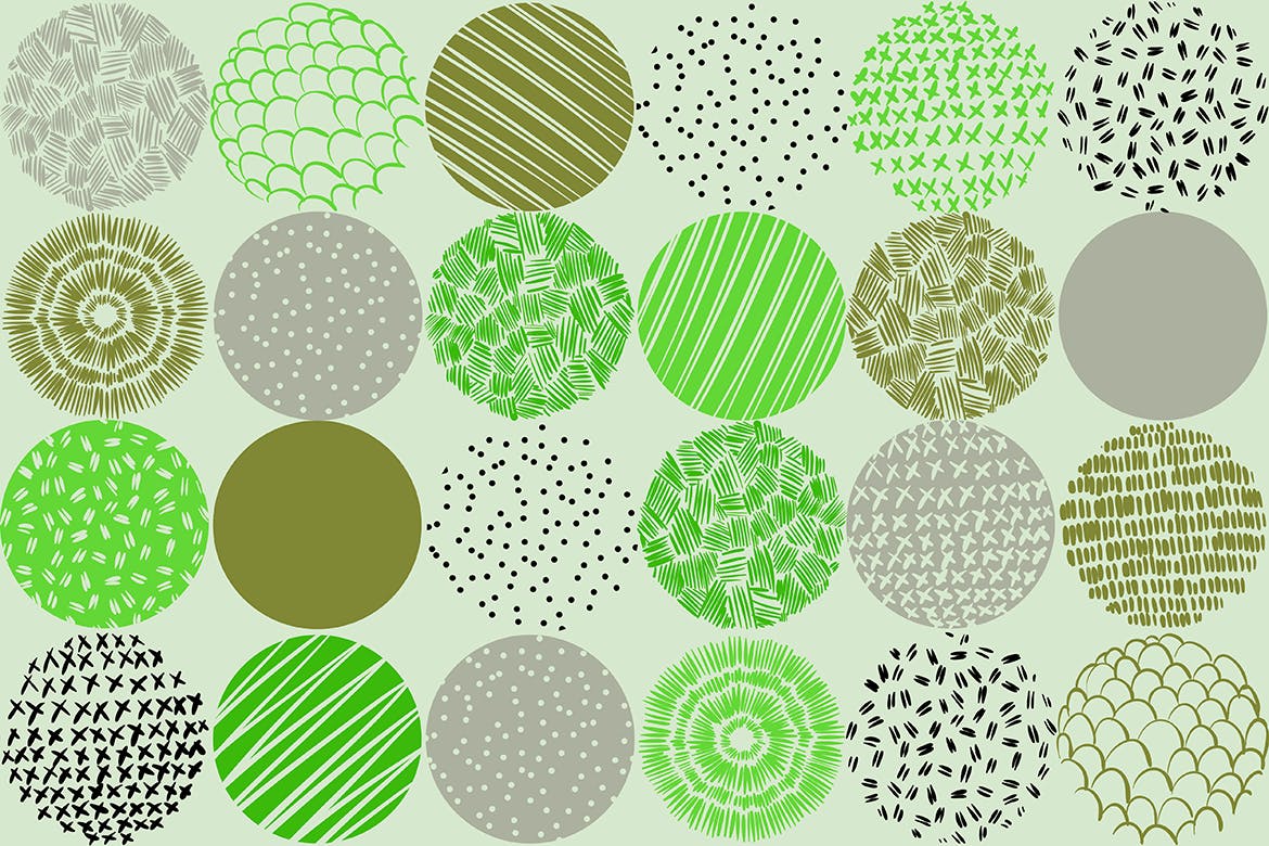 孟菲斯风格圆形装饰元素无缝图案纹理素材 Round Decor Memphis Elements Seamless Patterns插图(4)