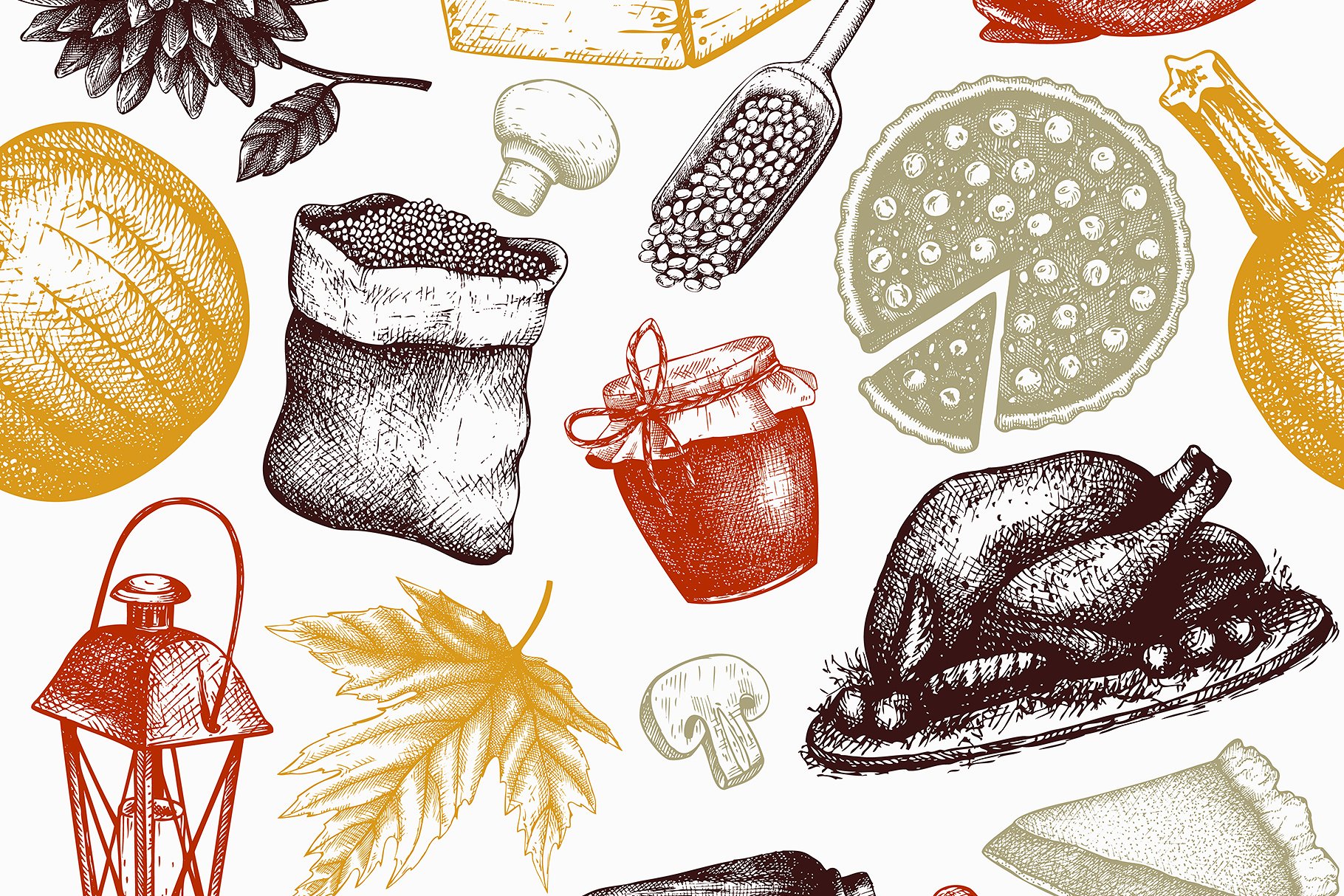 感恩节矢量元素设计套装 Vector Thanksgiving Day Design Set插图(3)