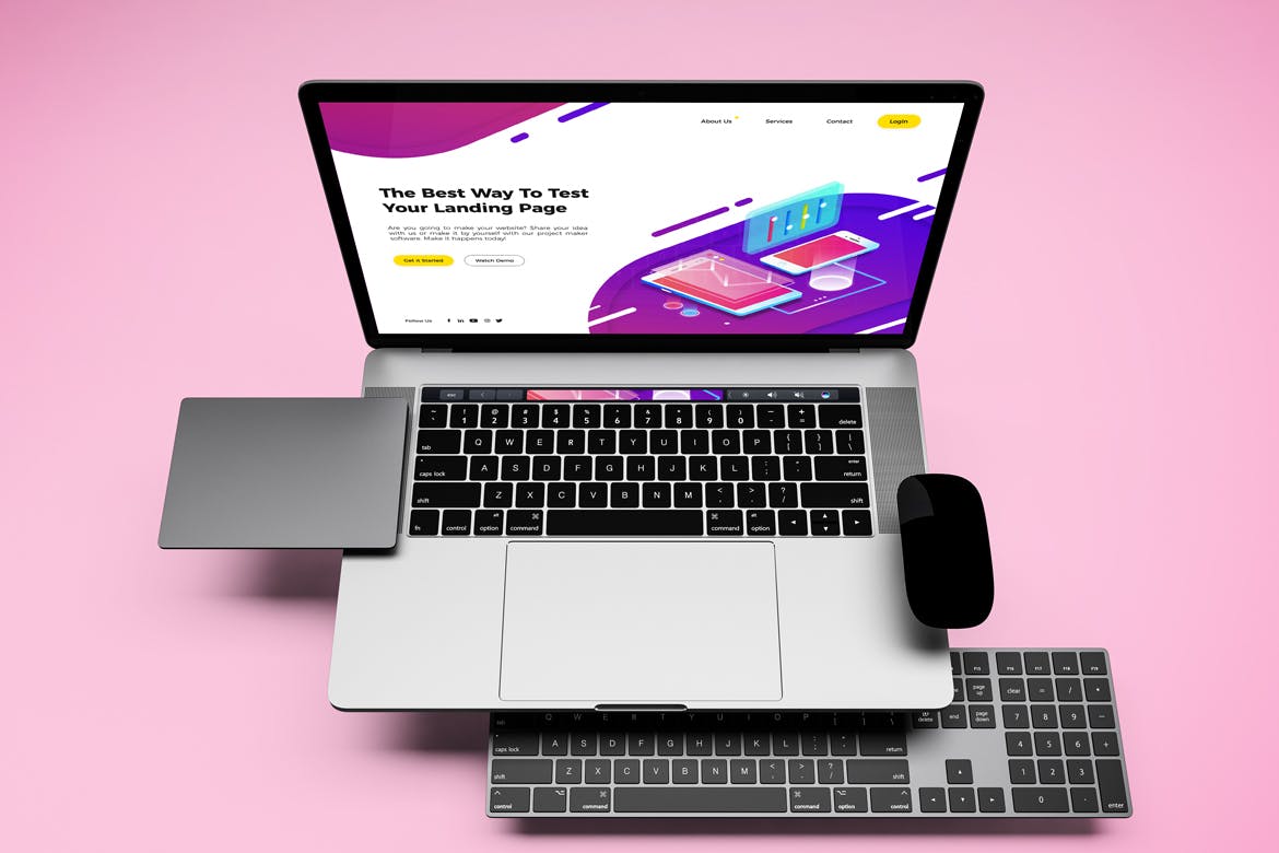 悬浮风格MacBook Pro笔记本电脑Web设计预览素材库精选样机v3 Macbook Pro Mockup V.3插图(7)