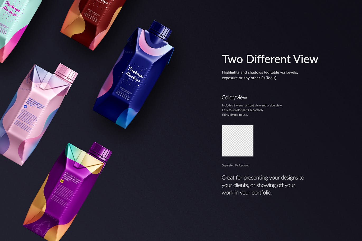 高品质的时尚高端果汁酸奶牛奶包装设计VI样机展示模型mockups插图(1)