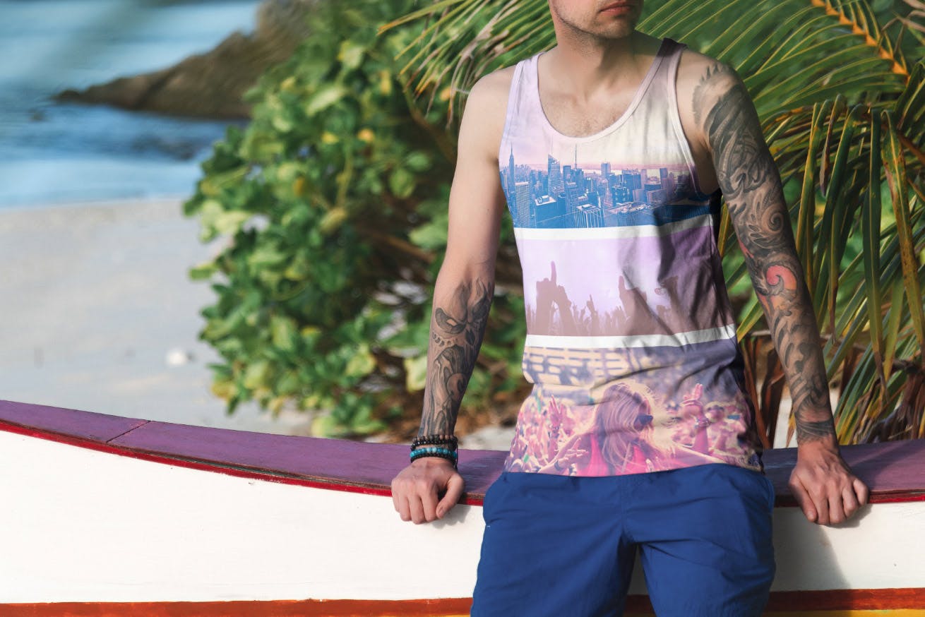 度假系列-热带风情风格服装胸前印花设计展示样机素材库精选v5 T-Shirt Mockup Vacation Edition Vol. 5插图(3)