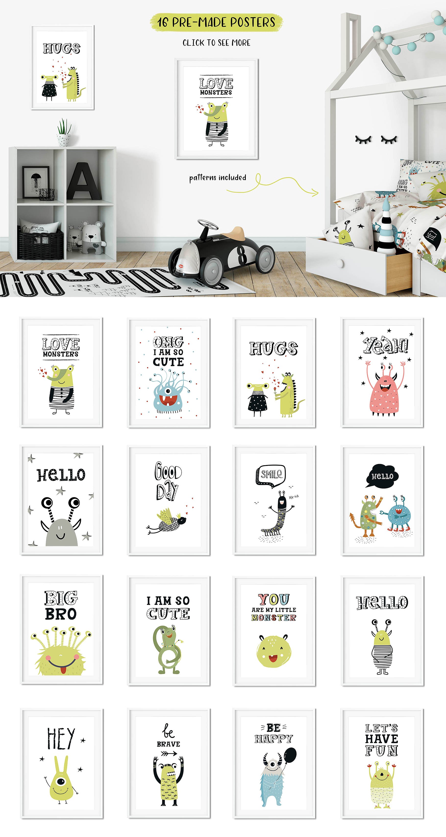 小朋友喜爱的可爱怪物矢量图形合集下载插图(5)