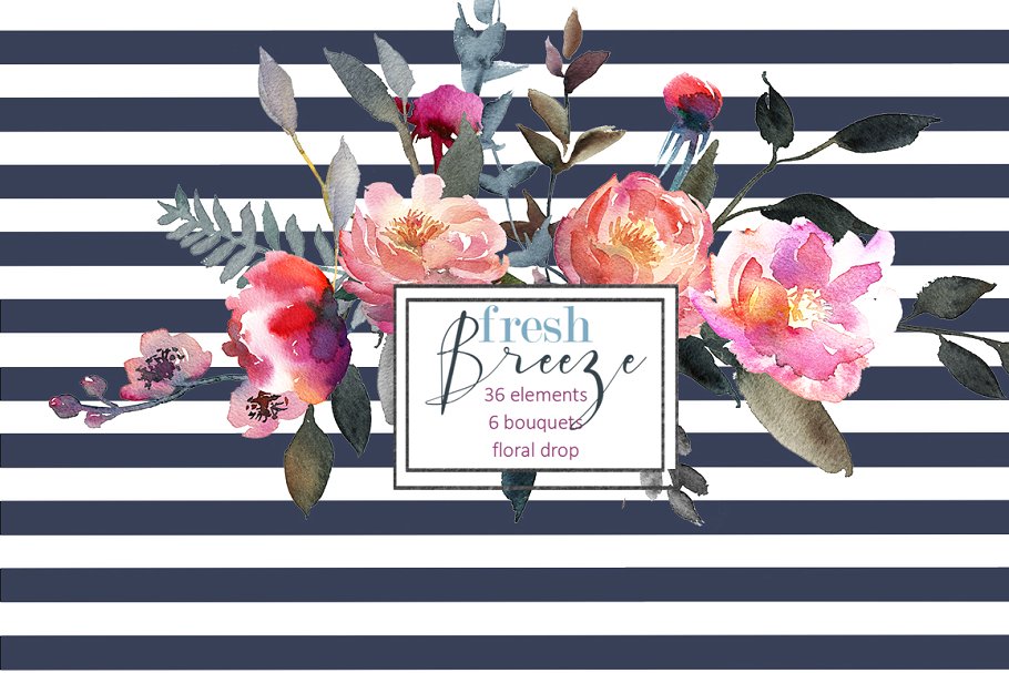 桃色牡丹水彩剪贴画 Peach Peonies Watercolor Clipart插图(9)