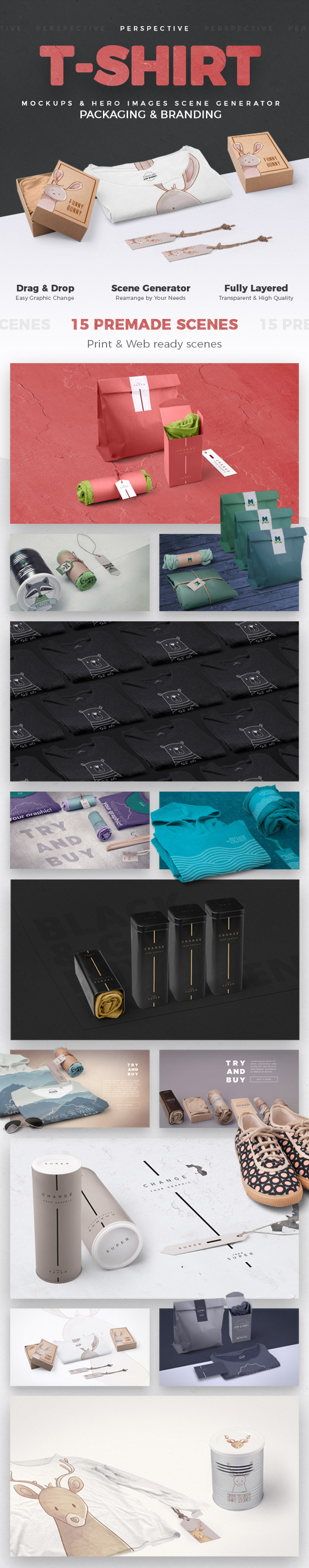 T恤及其包装展示样机mockup下载 1.14 GB [psd]插图