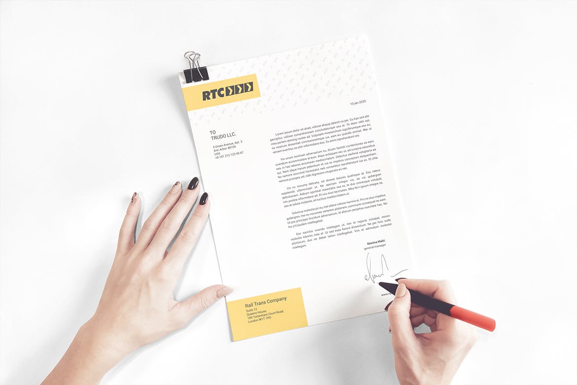 A4纸张/商业信函/信头印刷图素材库精选模板 A4 Paper / Business Letter / Letterhead Mockup插图(3)